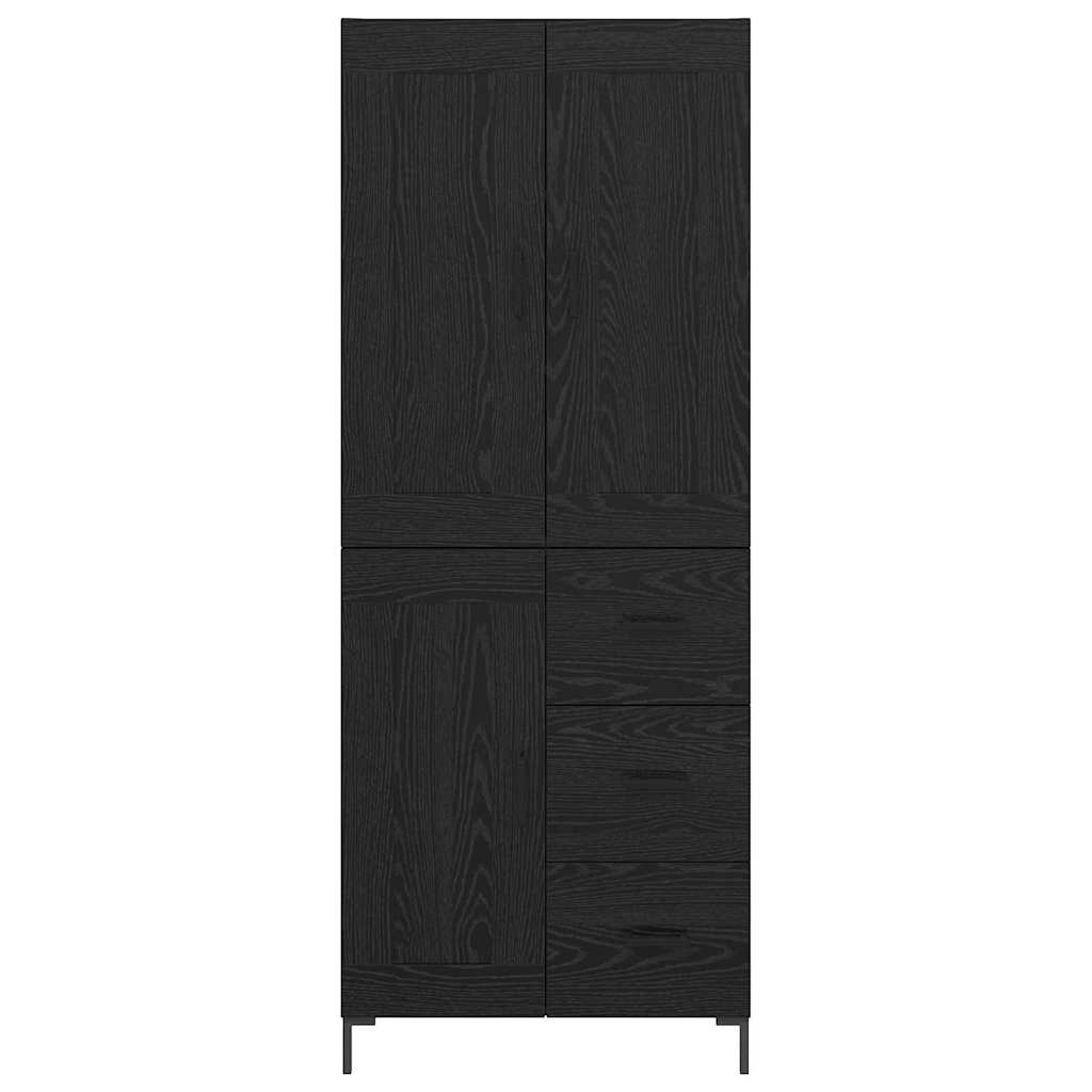 Highboard s ladicama 2 pcs Crni hrast Konstruirano drvo