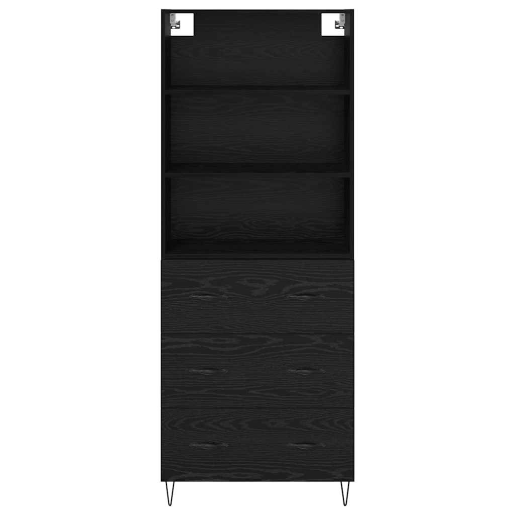 Highboard s ladicama 2 pcs Crni hrast Konstruirano drvo