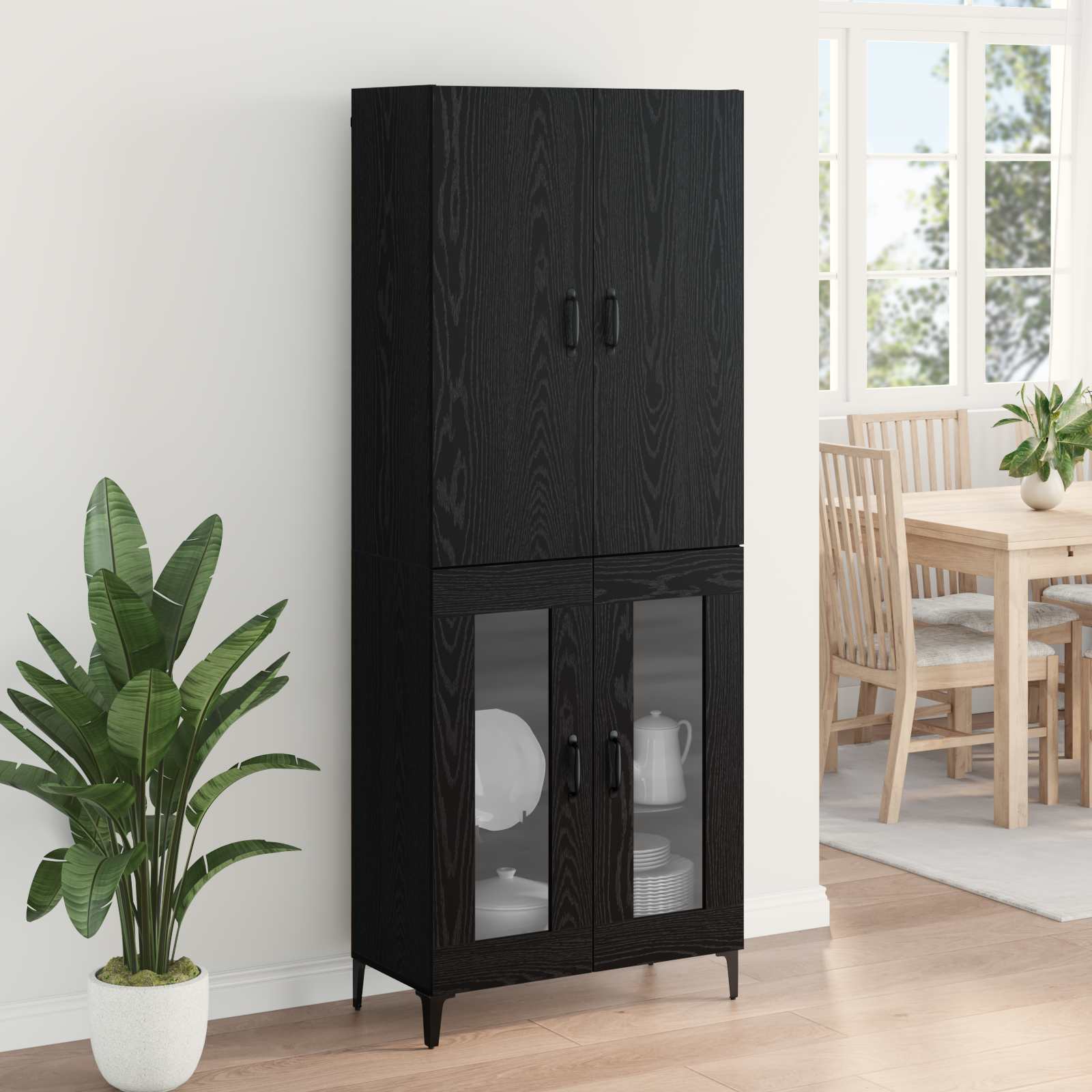 Highboard Zidne Crni hrast 69,5 x 34 x 180 cm Konstruirano drvo