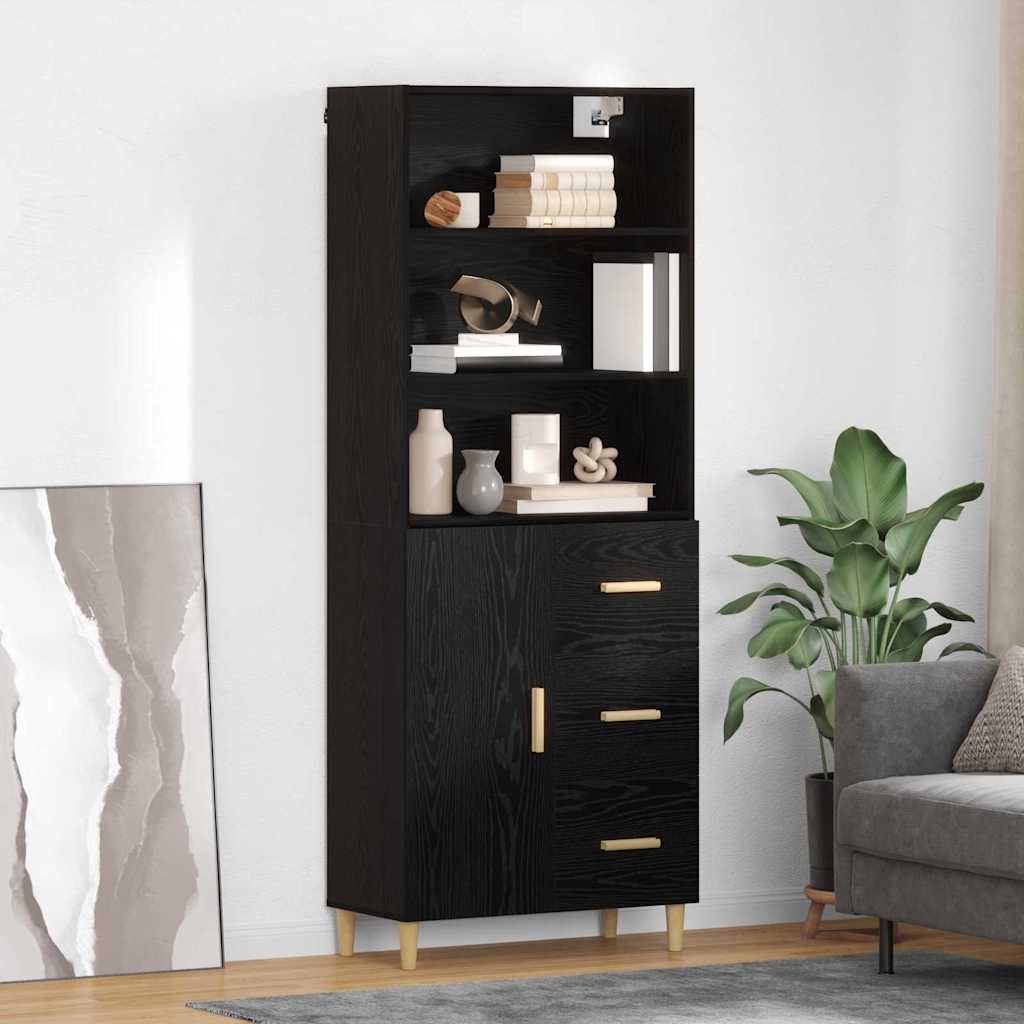 Highboard Crni hrast 69,5 x 32,5 x 180 cm Konstruirano drvo