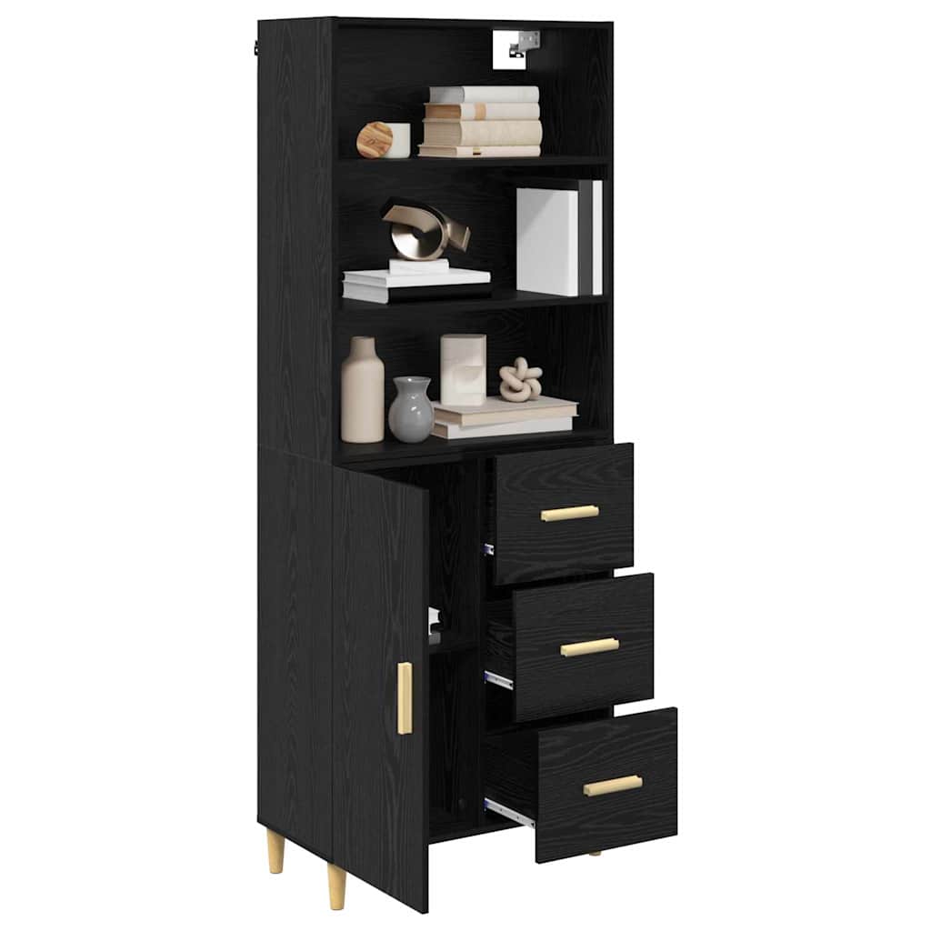 Highboard Crni hrast 69,5 x 32,5 x 180 cm Konstruirano drvo