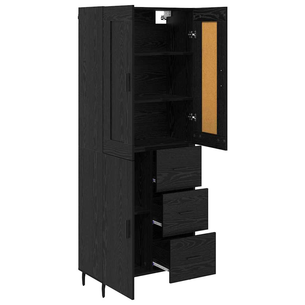 Highboard s ladicama 2 pcs Crni hrast Konstruirano drvo