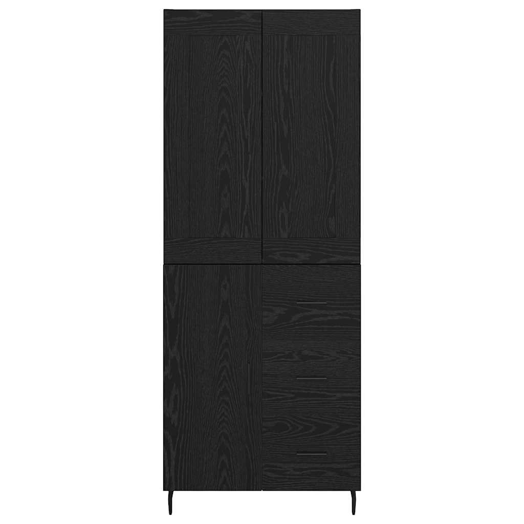 Highboard s ladicama 2 pcs Crni hrast Konstruirano drvo