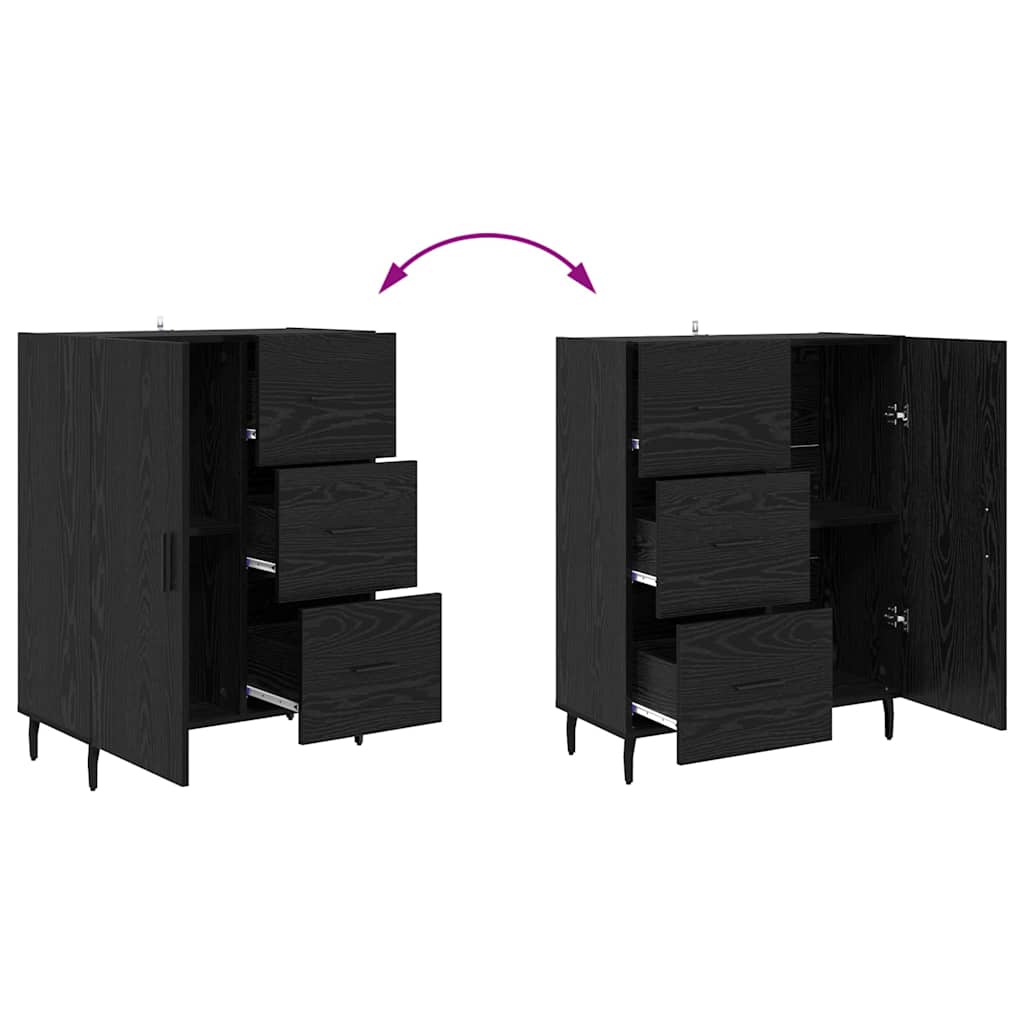 Highboard s ladicama 2 pcs Crni hrast Konstruirano drvo