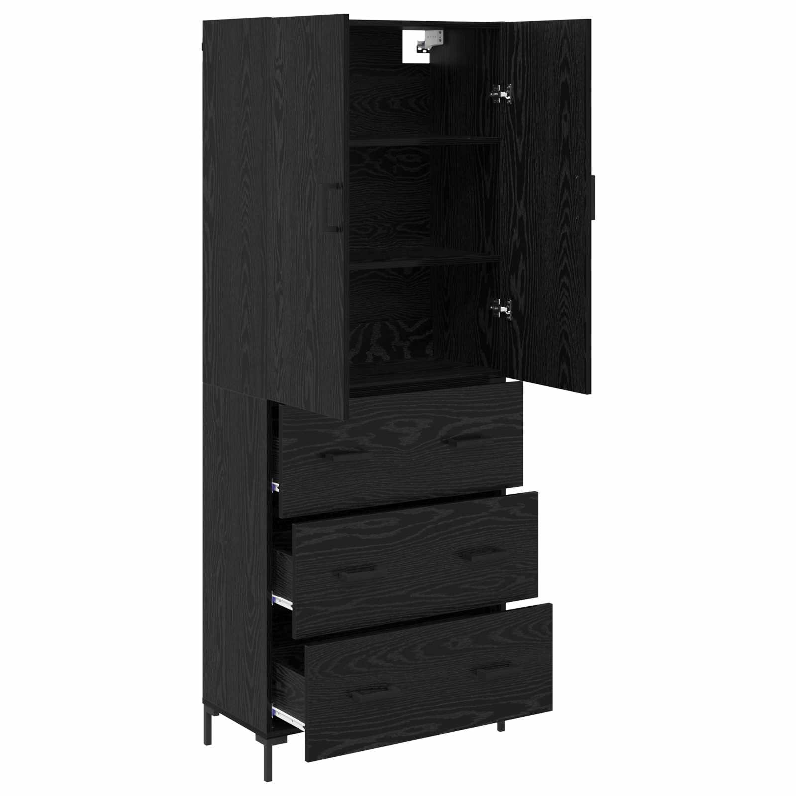 Highboard Zidne Crni hrast 69,5 x 34 x 180 cm Konstruirano drvo