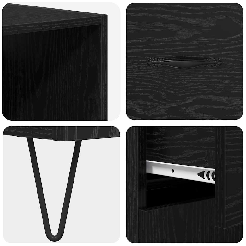 Highboard s ladicama 2 pcs Crni hrast Konstruirano drvo