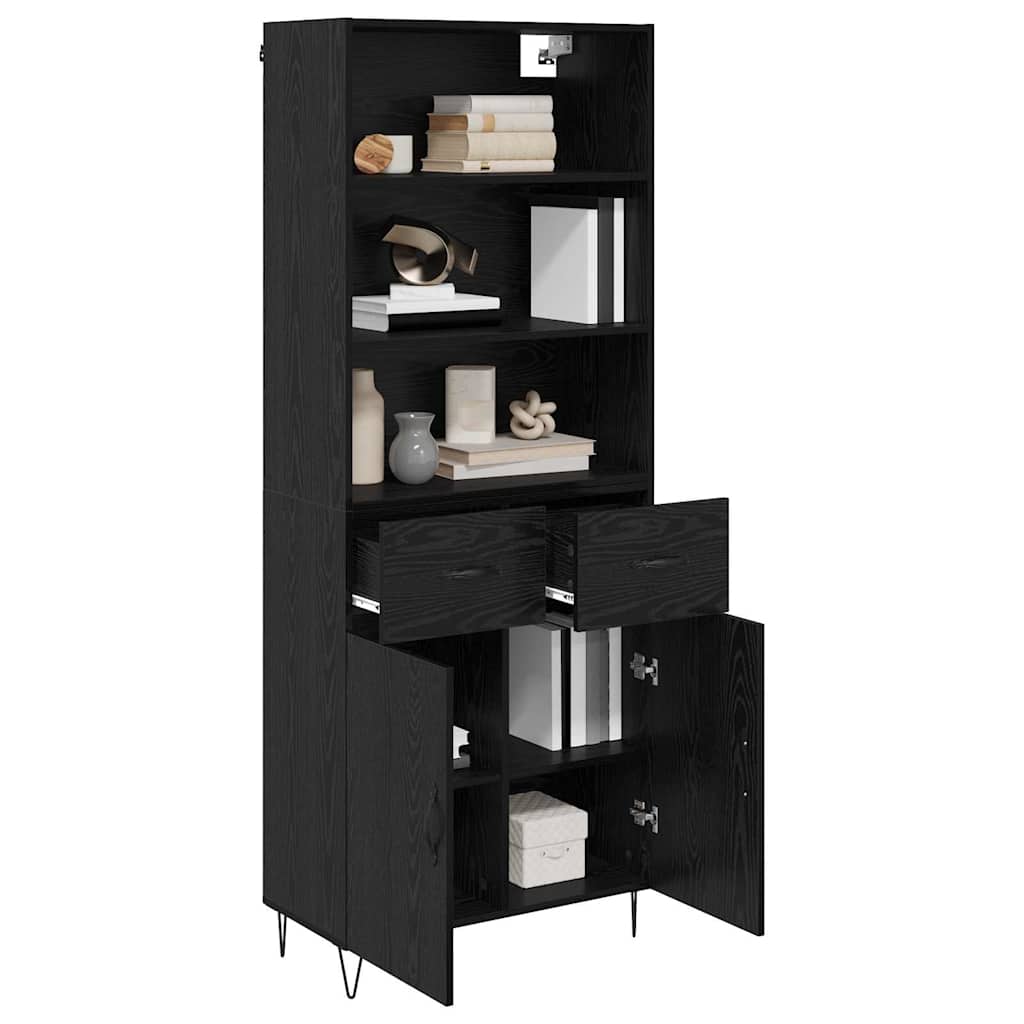 Highboard s ladicama 2 pcs Crni hrast Konstruirano drvo