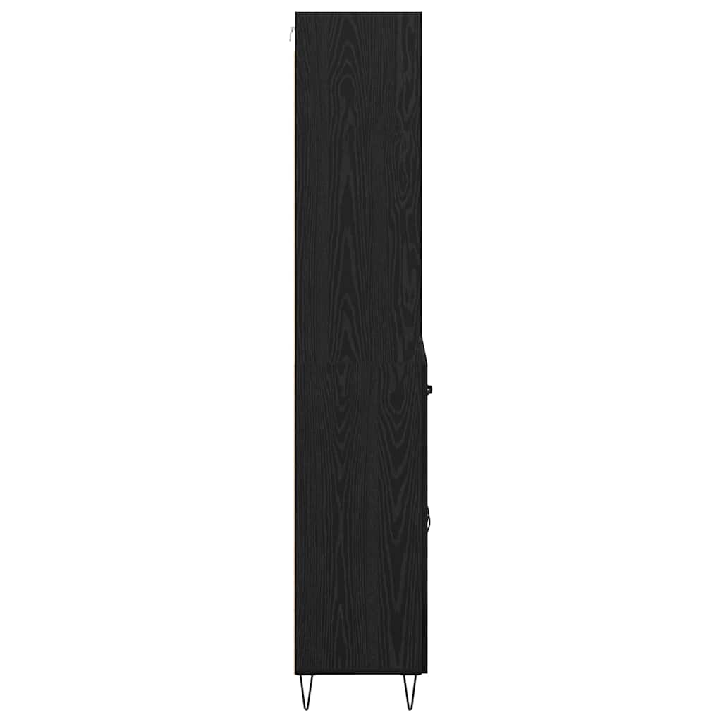 Highboard s ladicama 2 pcs Crni hrast Konstruirano drvo