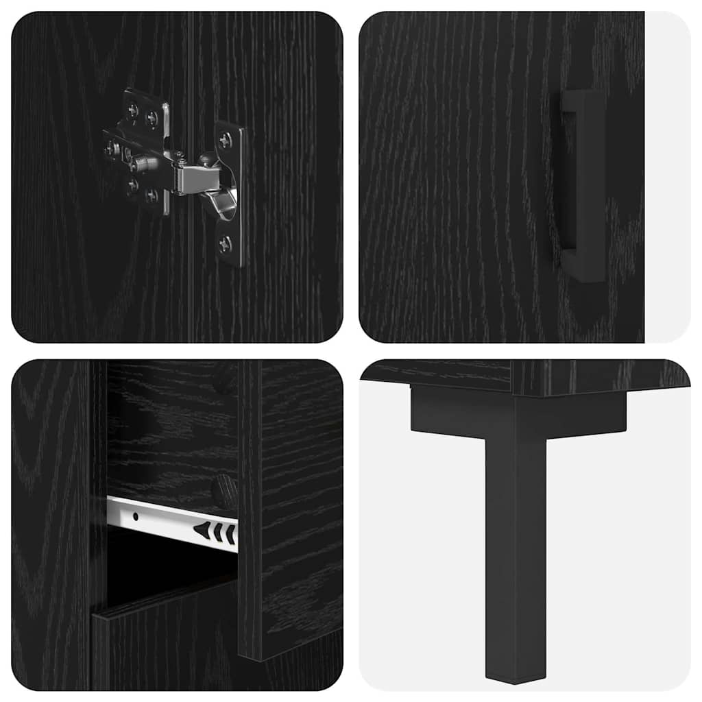 Highboard s ladicama 2 pcs Crni hrast Konstruirano drvo