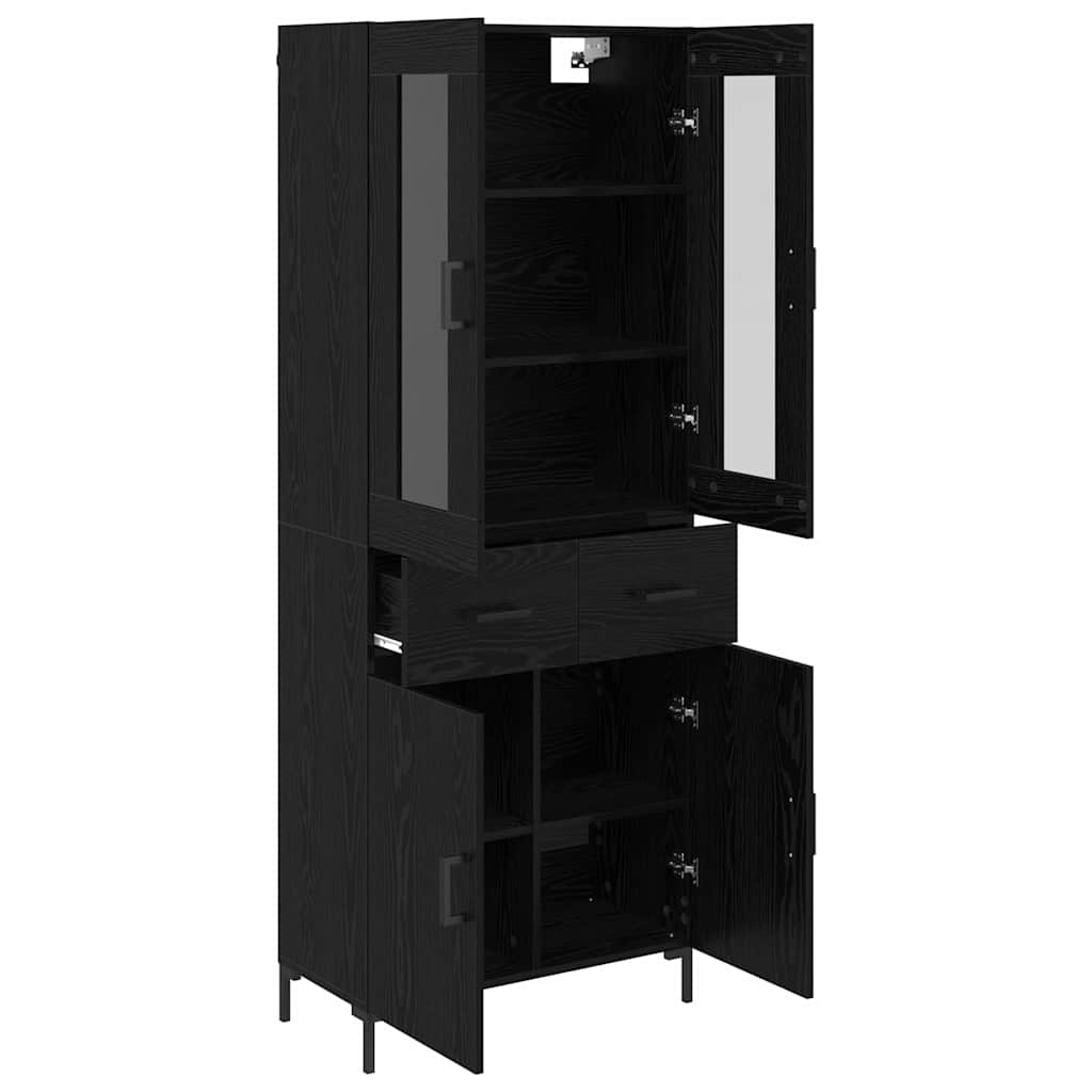Highboard s ladicama 2 pcs Crni hrast Konstruirano drvo