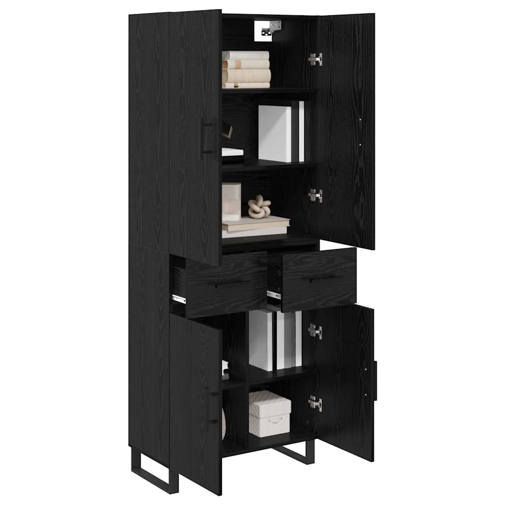Highboard s ladicama 2 pcs Crni hrast 69,5 x 34 x 180 cm