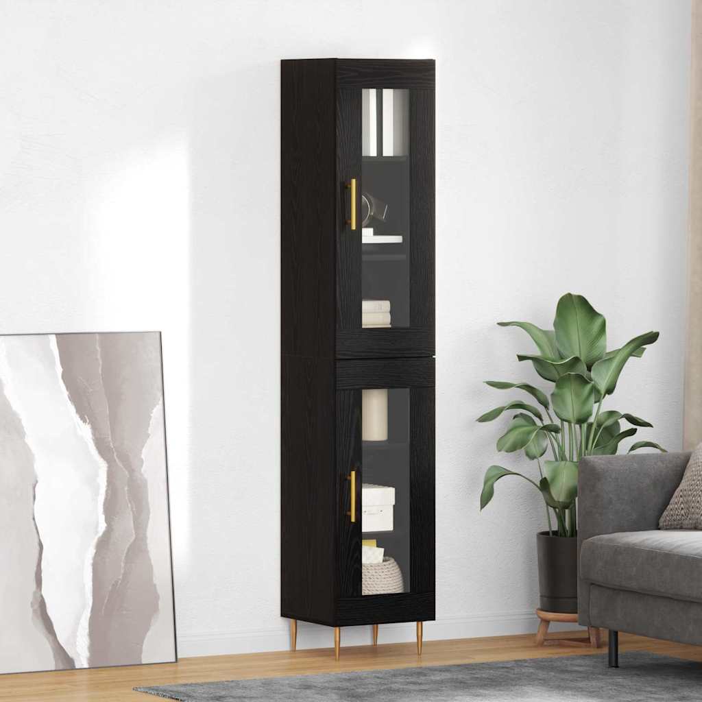 Highboard 2 pcs Crni hrast Stakl