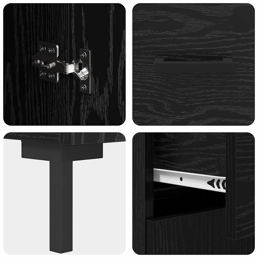 Highboard s ladicama 2 pcs Crni hrast Konstruirano drvo