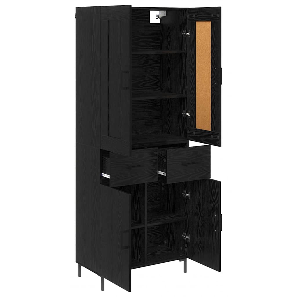 Highboard s ladicama 2 pcs Crni hrast Konstruirano drvo