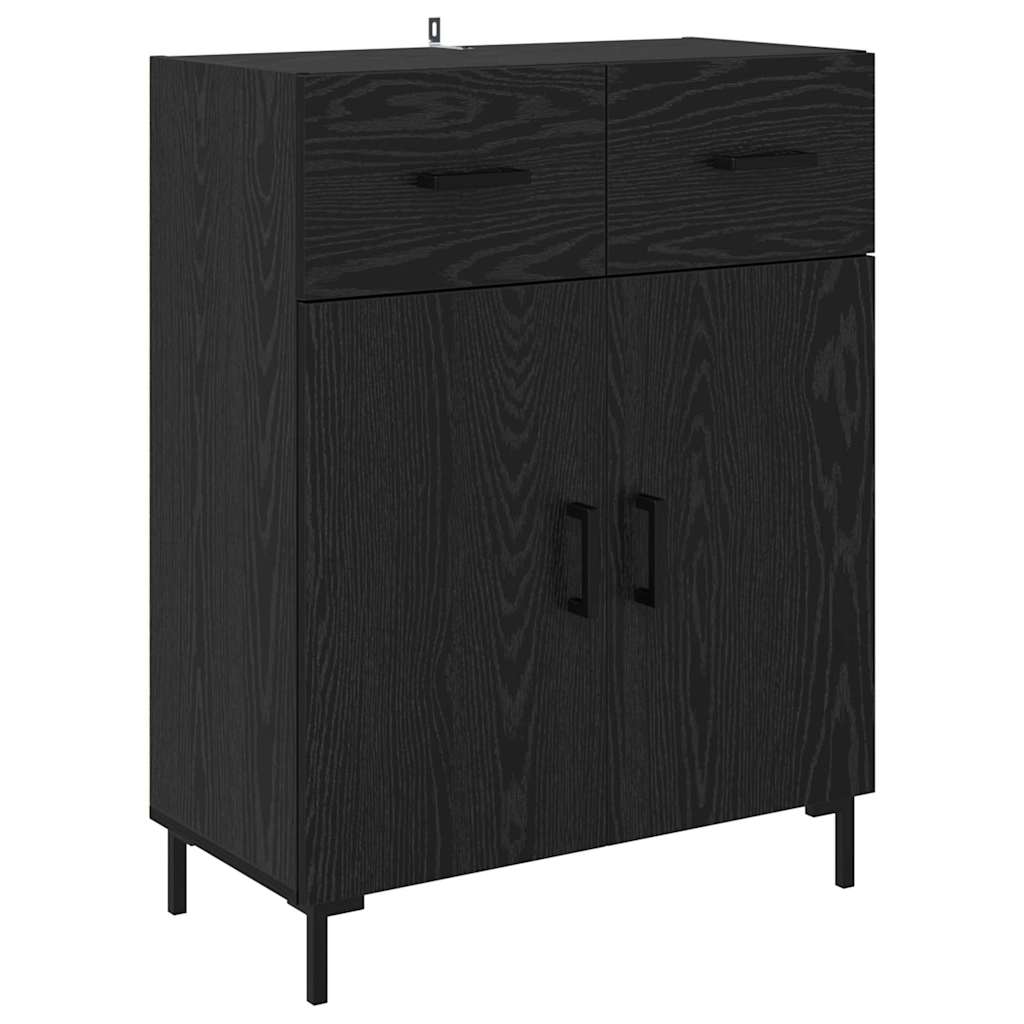 Highboard s ladicama 2 pcs Crni hrast Konstruirano drvo