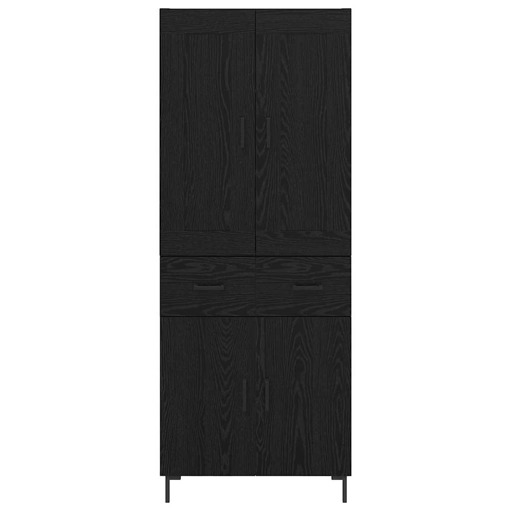 Highboard s ladicama 2 pcs Crni hrast Konstruirano drvo