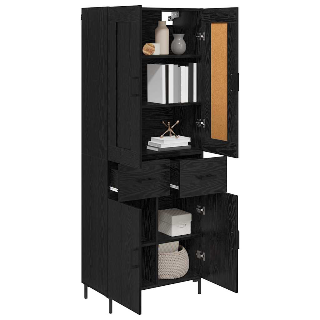 Highboard s ladicama 2 pcs Crni hrast Konstruirano drvo