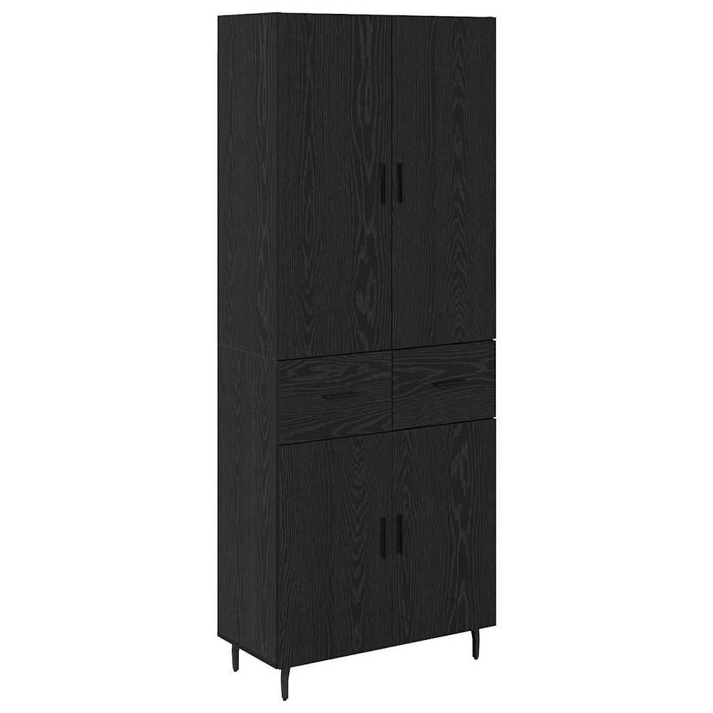 Highboard s ladicama 2 pcs Crni hrast Inženjerska drva i staklo