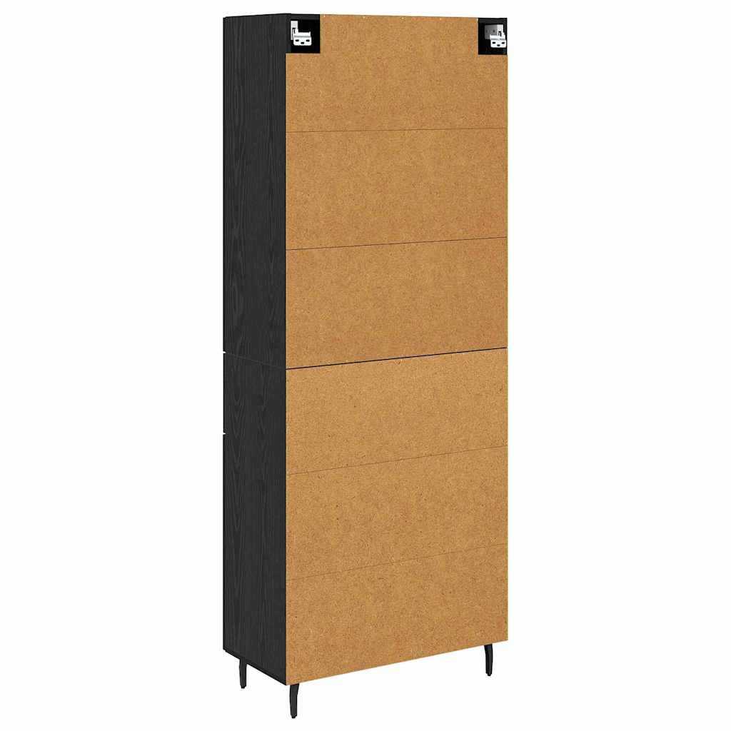 Highboard s ladicama 2 pcs Crni hrast Inženjerska drva i staklo