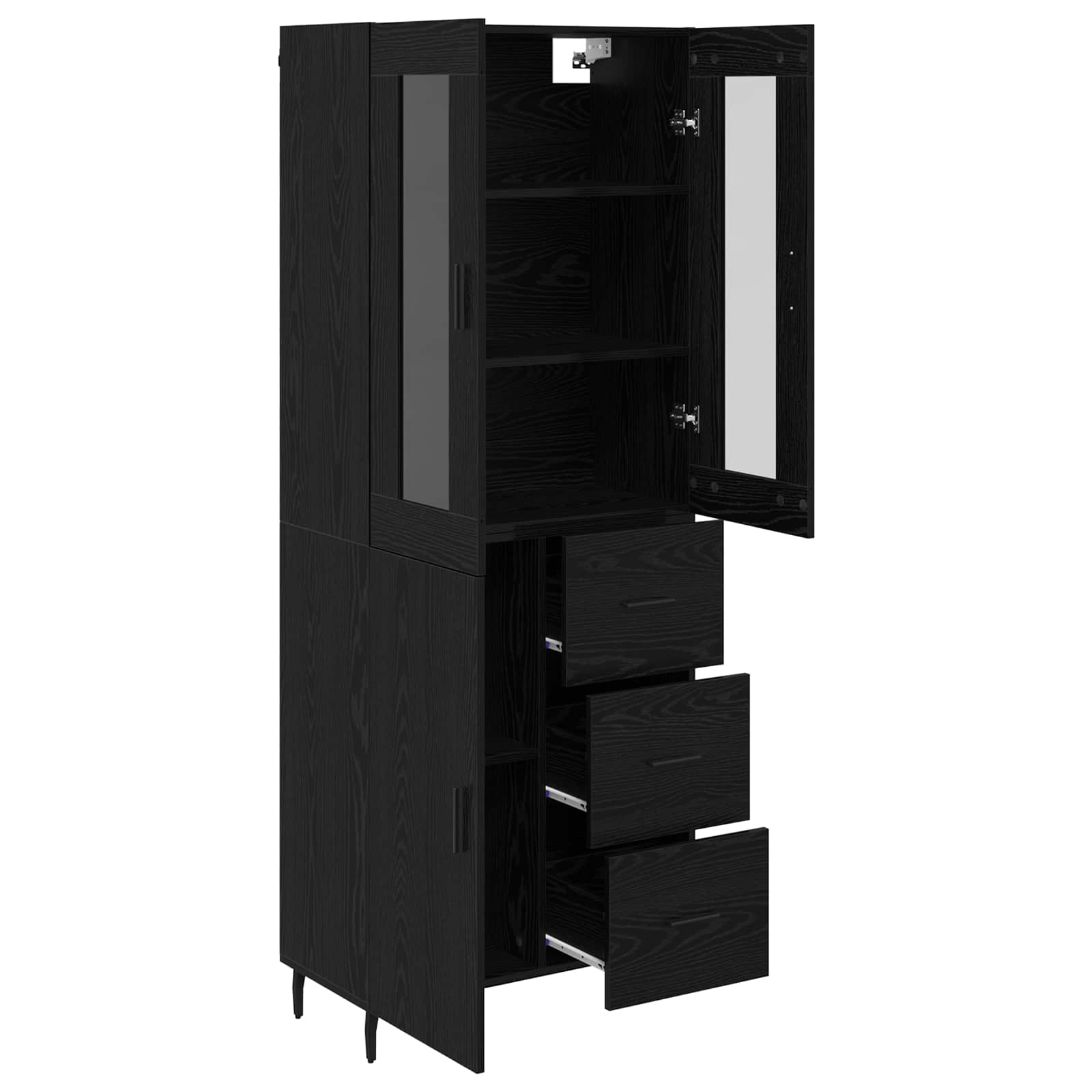 Highboard s ladicama 2 pcs Crni hrast Konstruirano drvo