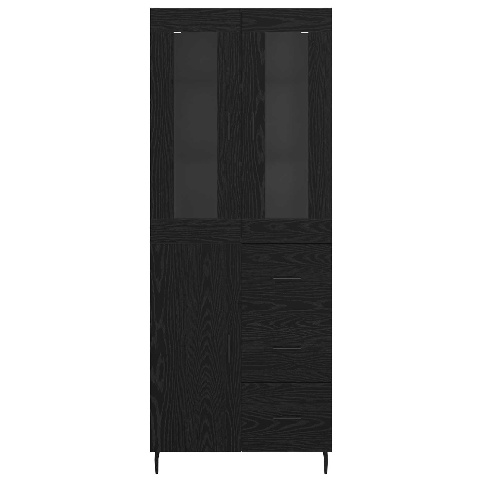 Highboard s ladicama 2 pcs Crni hrast Konstruirano drvo
