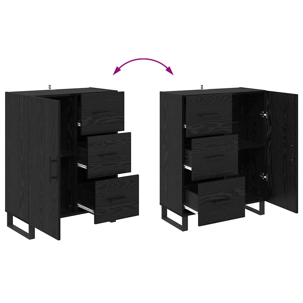 Highboard s ladicama 2 pcs Crni hrast Konstruirano drvo