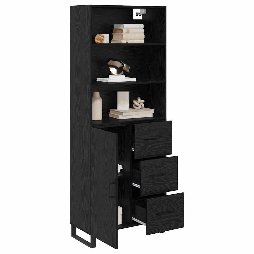 Highboard s ladicama 2 pcs Crni hrast Konstruirano drvo