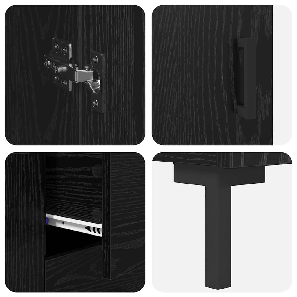 Highboard s ladicama 2 pcs Crni hrast Konstruirano drvo