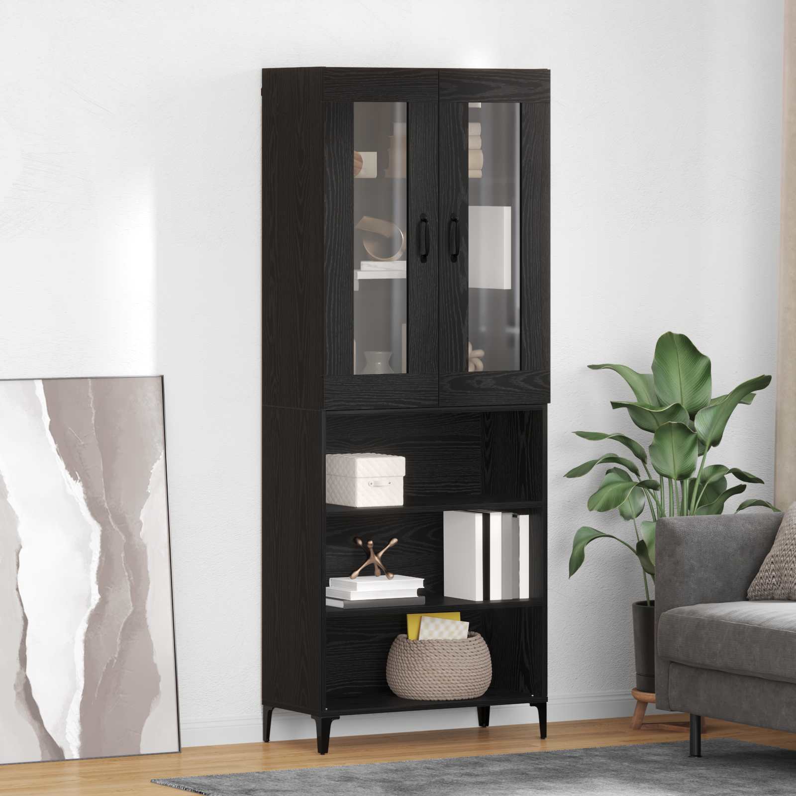 Highboard Zidne Crni hrast 69,5 x 34 x 180 cm Konstruirano drvo