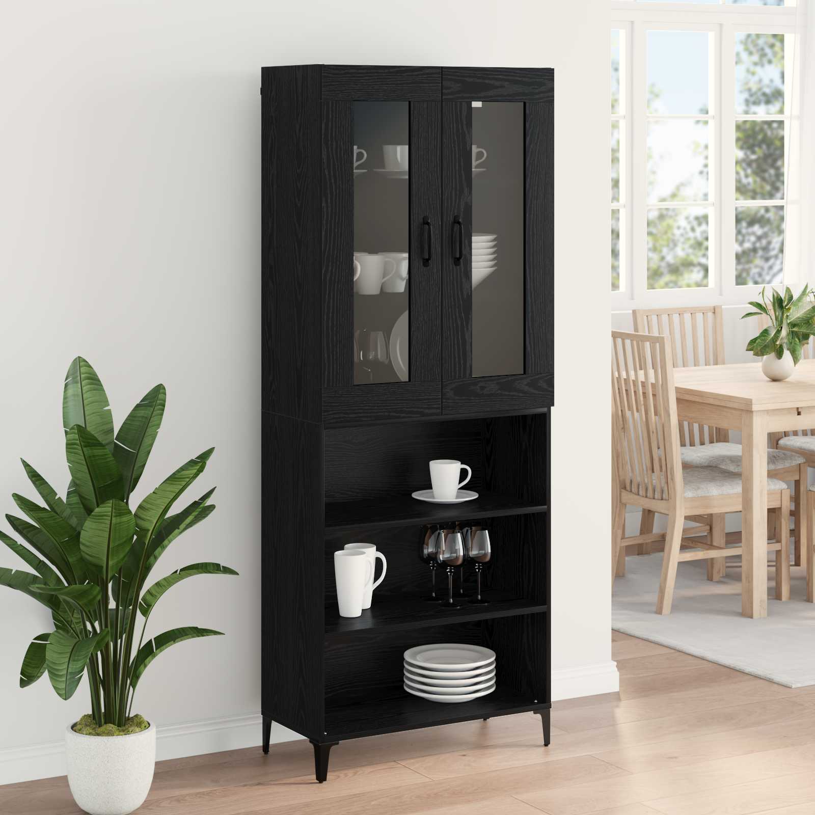 Highboard Zidne Crni hrast 69,5 x 34 x 180 cm Konstruirano drvo