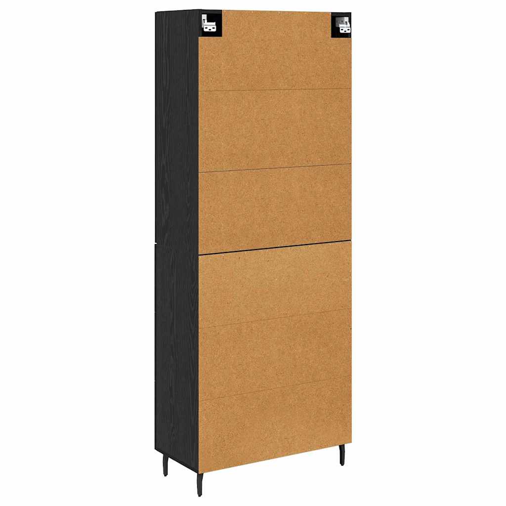 Highboard s ladicama 2 pcs Crni hrast Inženjerska drva i staklo