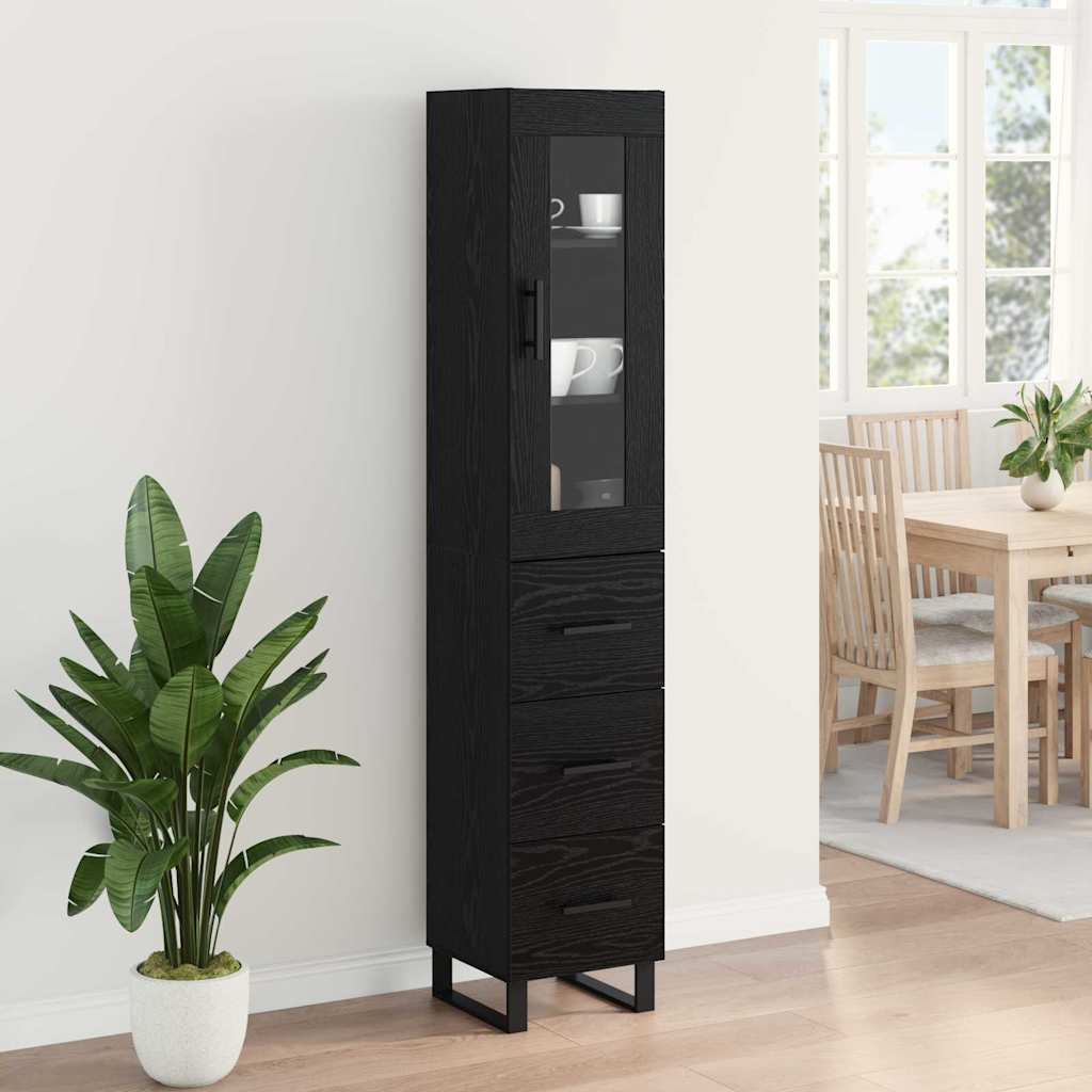 Highboard Crni hrast 34,5 x 34 x 180 cm Konstruirano drvo