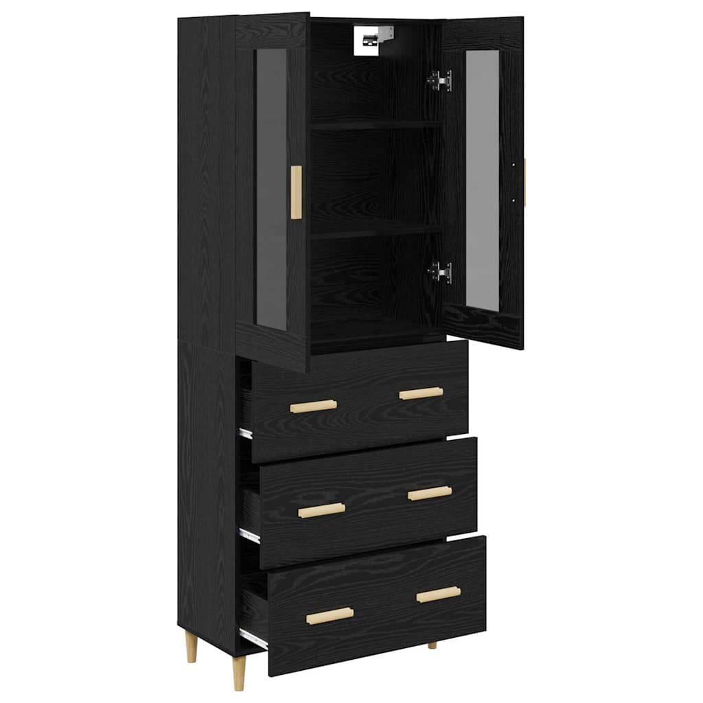 Highboard s ladicama Crni hrast 69,5 x 34 x 180 cm