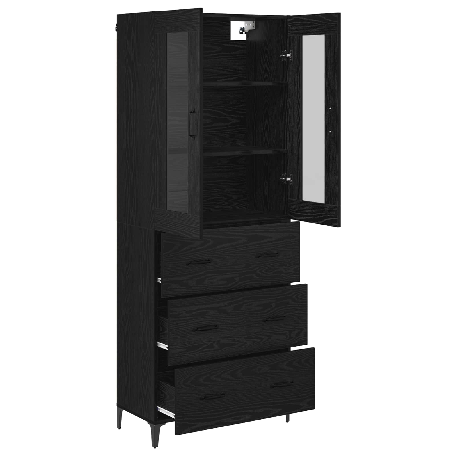 Highboard Zidne Crni hrast 69,5 x 34 x 180 cm Konstruirano drvo