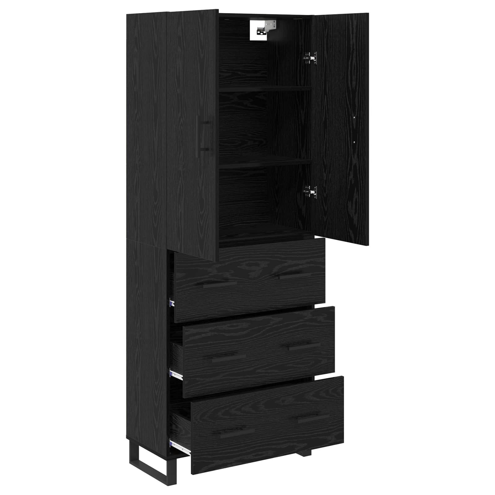 Highboard s ladicama 2 pcs Crni hrast 69,5 x 34 x 180 cm