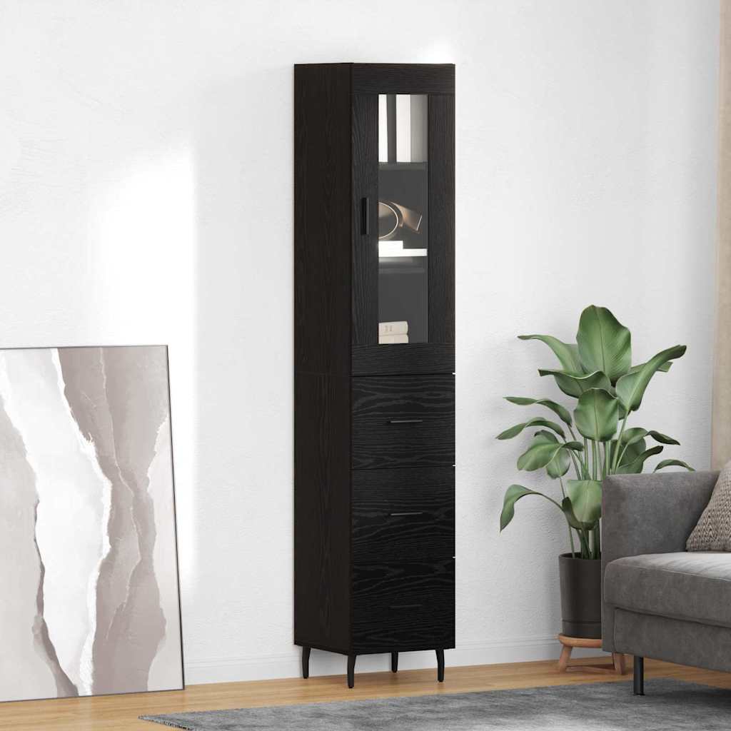 Highboard Crni hrast 34,5 x 34 x 180 cm Konstruirano drvo