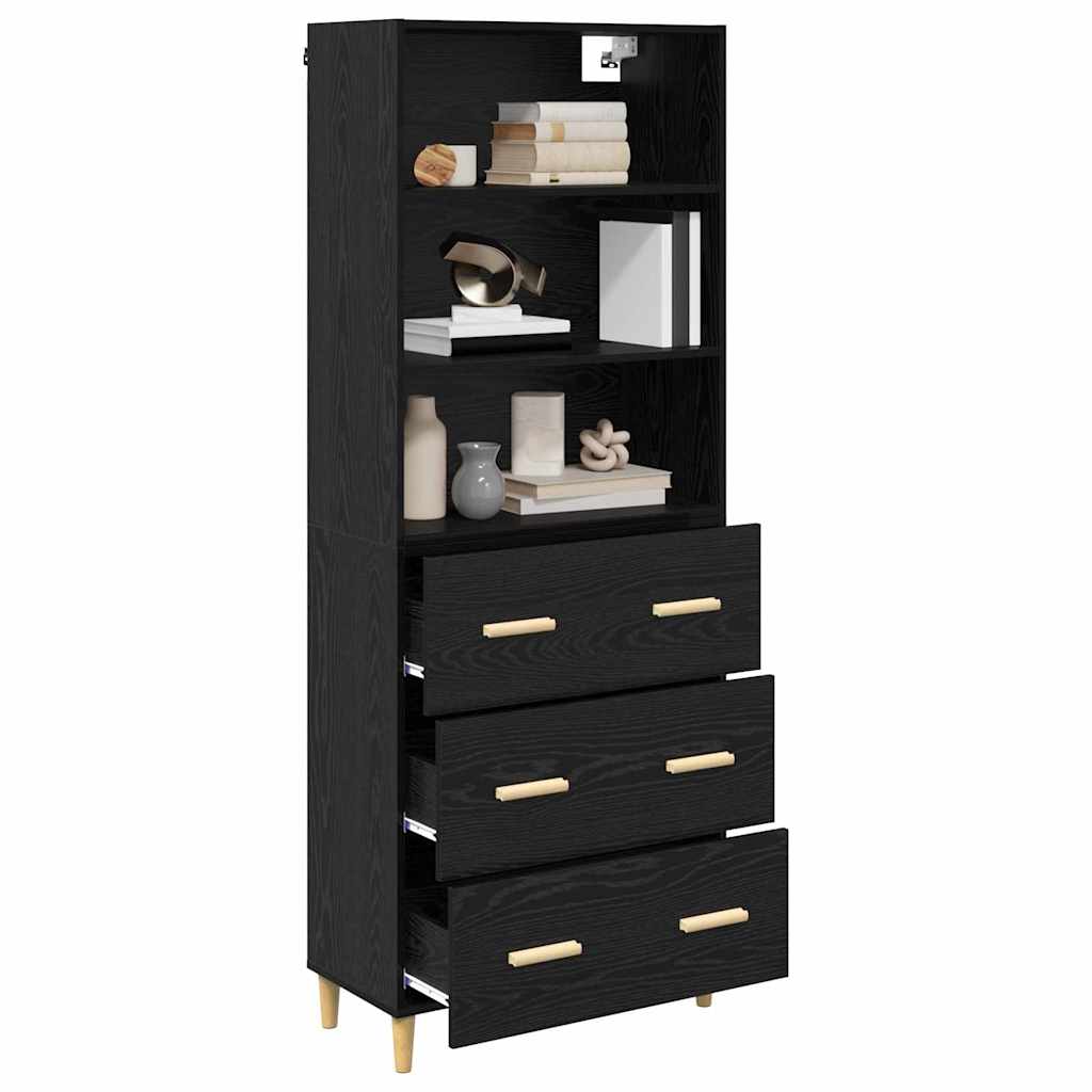 Highboard Crni hrast 69,5 x 32,5 x 180 cm Konstruirano drvo