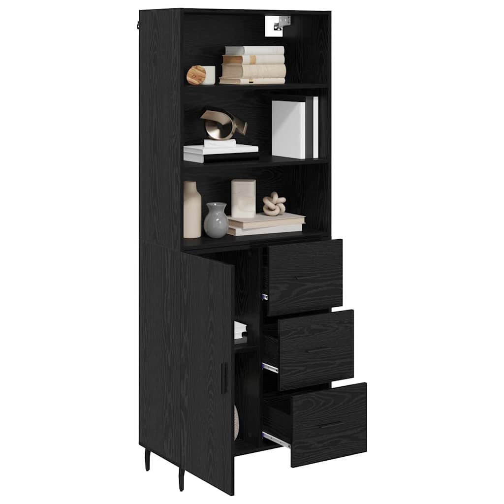 Highboard s ladicama Crni hrast 69,5 x 34 x 180 cm