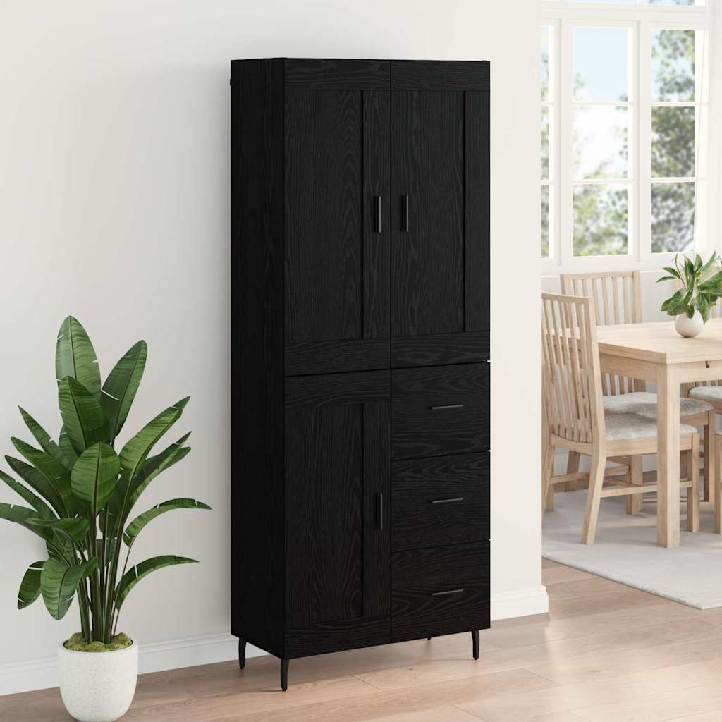 Highboard 2 pcs Crni hrast 69,5 x 34 x 180 cm Konstruirano drvo