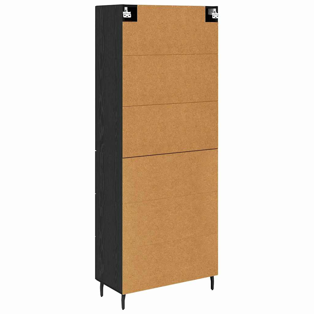 Highboard 2 pcs Crni hrast 69,5 x 34 x 180 cm Konstruirano drvo