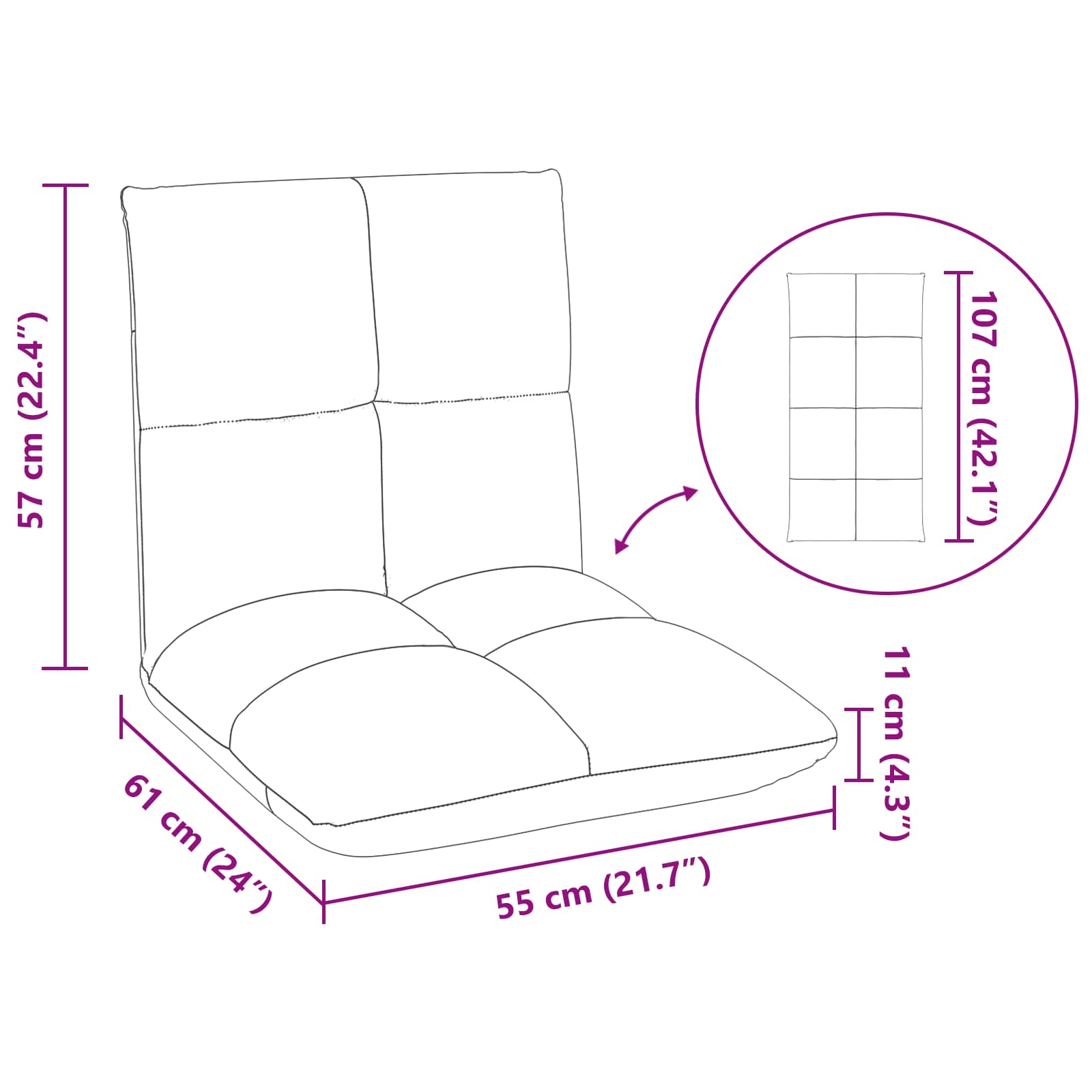 Podesivi podni naslonjač Maslinasto zelena Tkanina