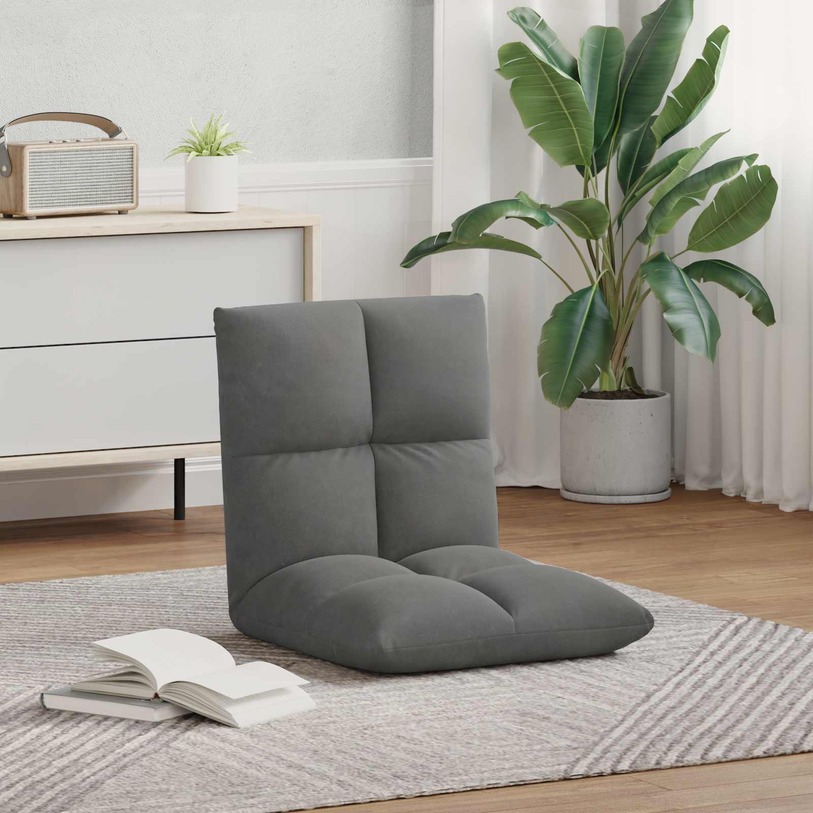 Podna stolica Tamno siva 50 x 61 x 57 cm Baršun