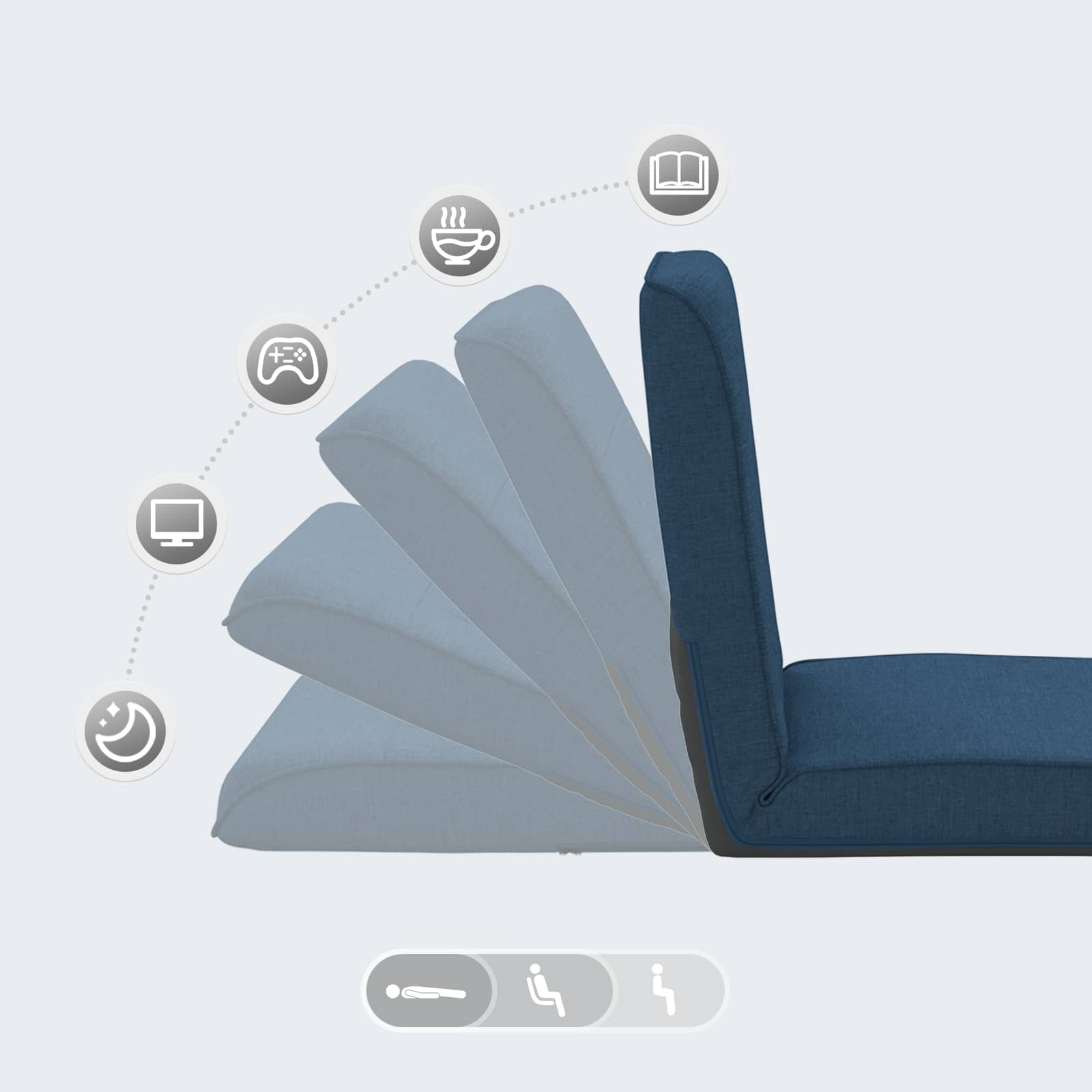 Podesivi podni naslonjač Plava Tkanina