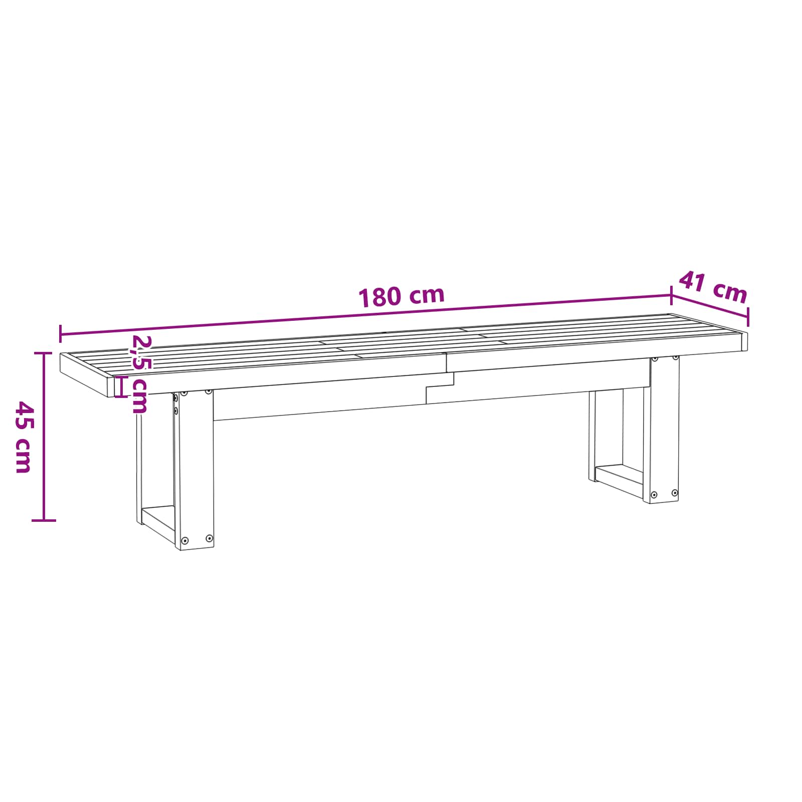 Klupa za blagovanje NOAIN 180 x 41 x 45 cm Masivna borovina