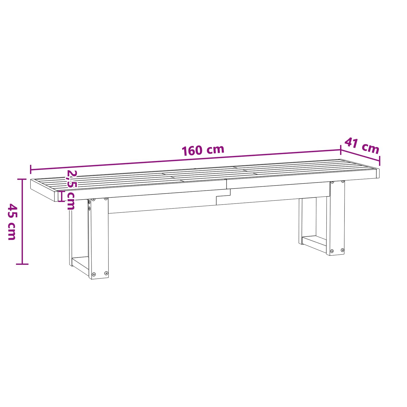 Klupa za blagovanje NOAIN 160 x 41 x 45 cm Masivna borovina