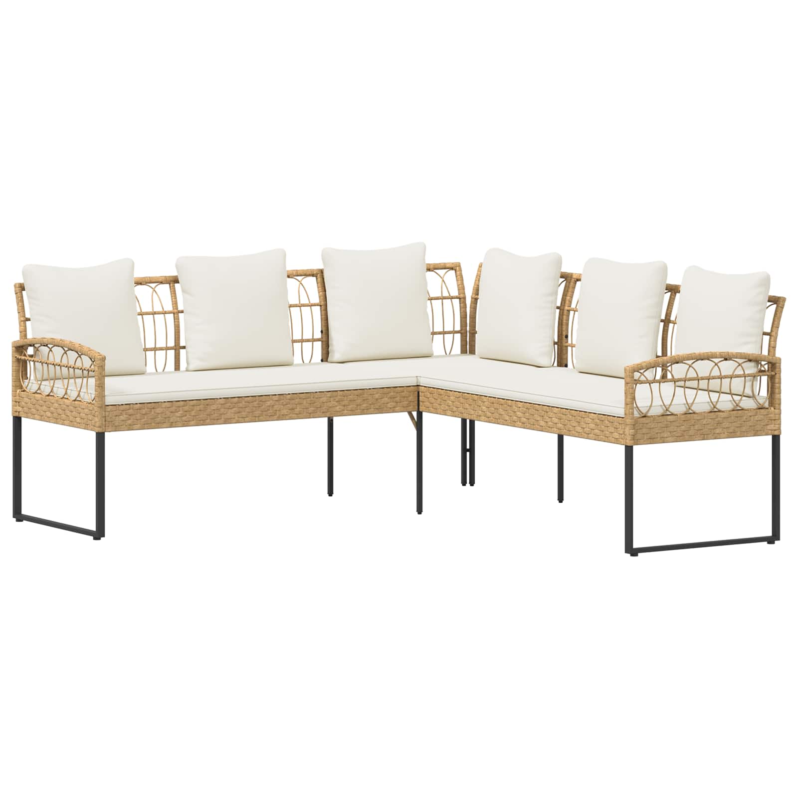 Sjedeća garnitura za vrt 2 pcs Prirodna Poli Rattan Čelik