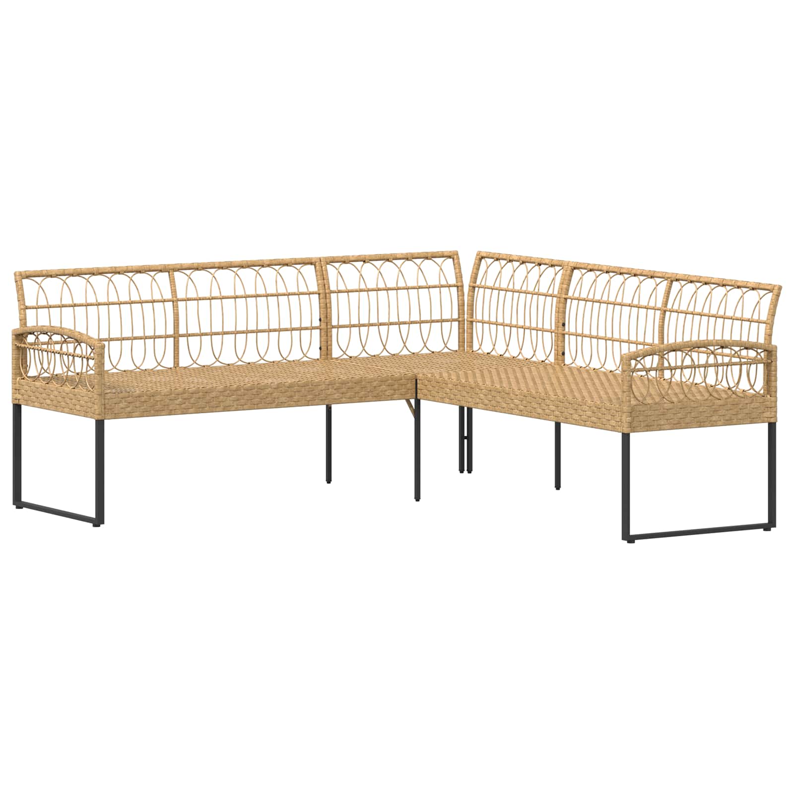 Sjedeća garnitura za vrt 2 pcs Prirodna Poli Rattan Čelik