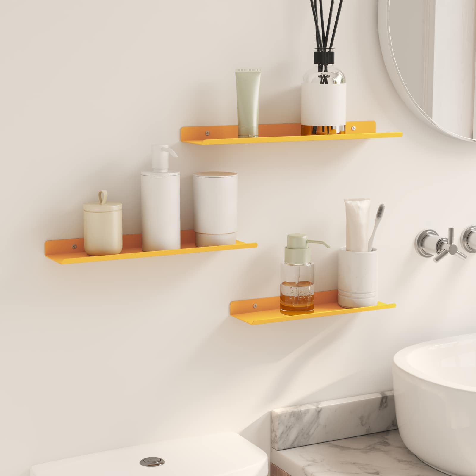 Lebdeća polica Zidne 3 pcs Žuta 40 x 9 x 2,5 cm Čelik