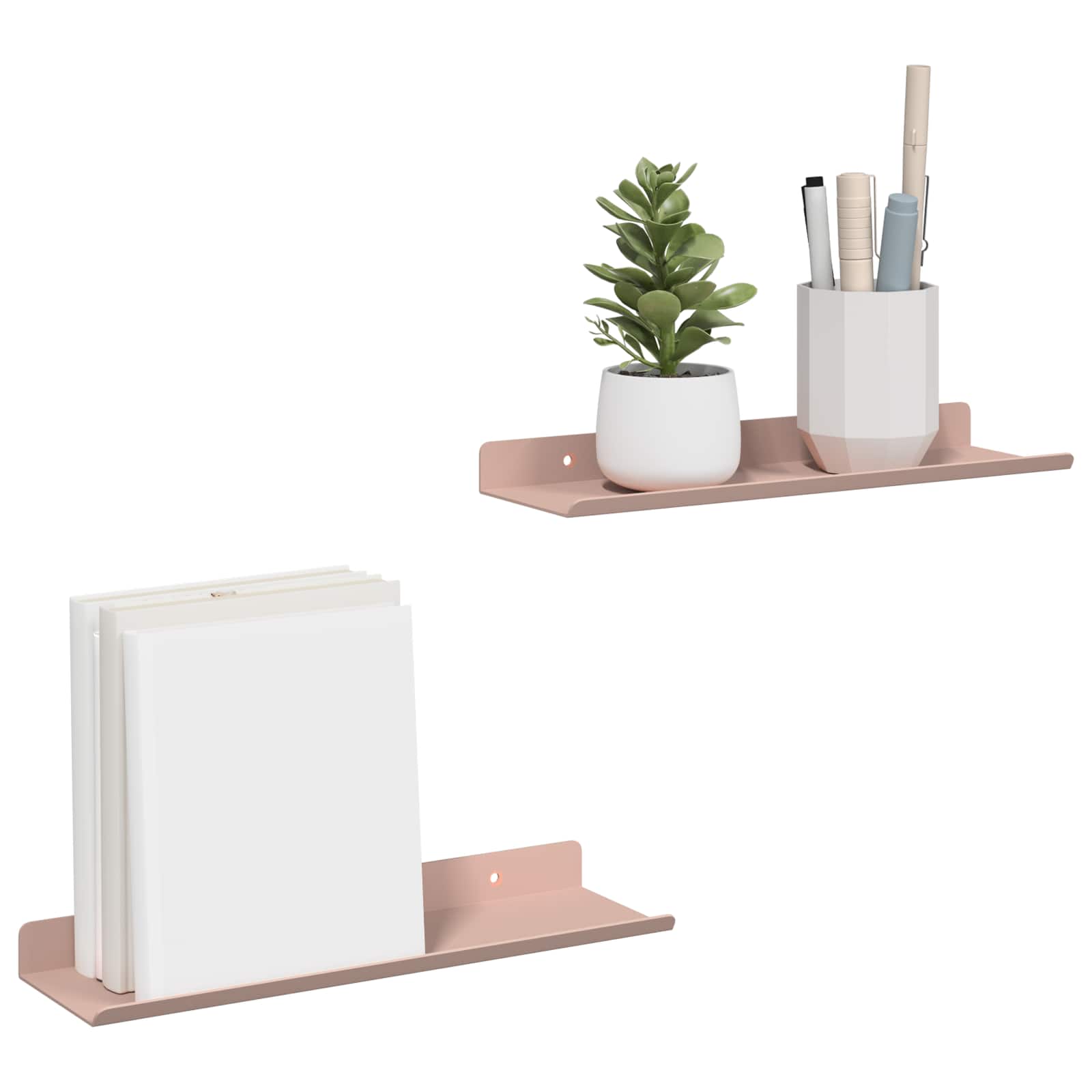 Lebdeća polica Zidne 2 pcs Ružičasta 30 x 9 x 2,5 cm Čelik