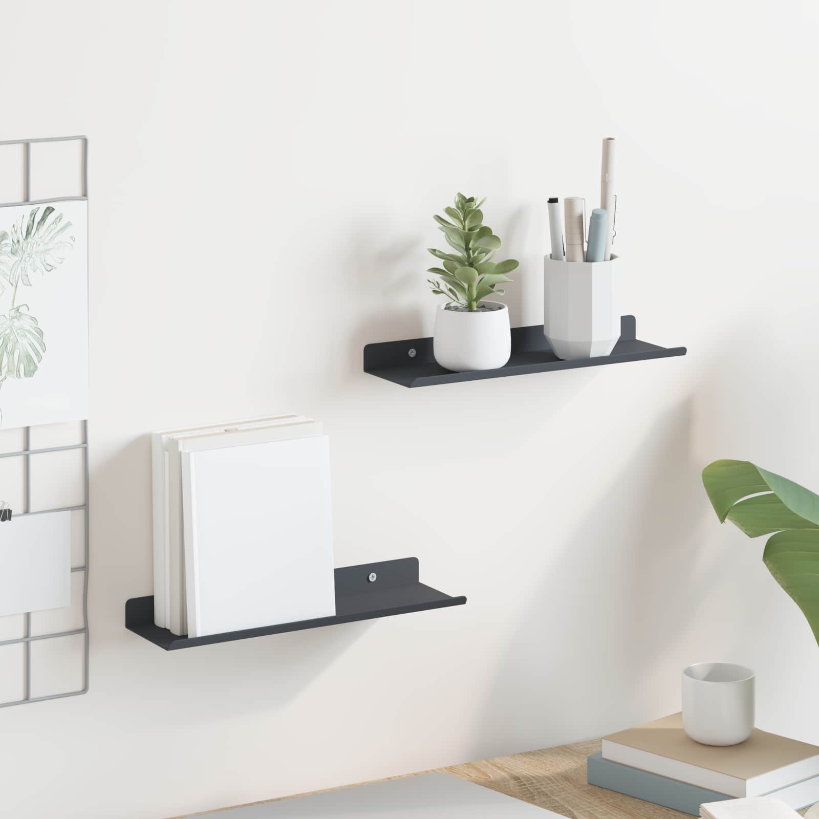 Lebdeća polica Zidne 2 pcs Antracit 30 x 9 x 2,5 cm Čelik